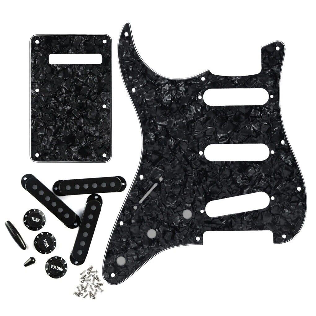 Left Hand Guitar Pickguard,Back Plate,Pickup Covers,Knobs,Switch Tip Fit Strat