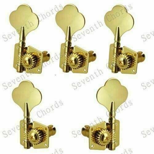 5 Sting Bass Gold Tuning Pegs 4R+1L Fit Xotic,Fender,Cort,Lakland,ESP,MusicMan