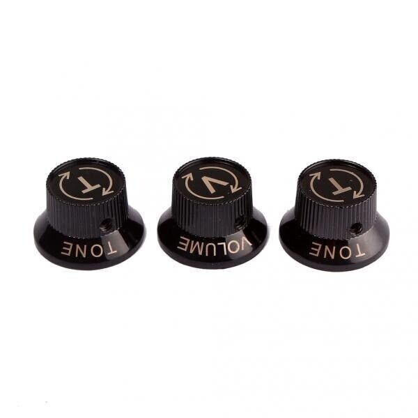 Black Metal Guitar Volume Tone Control Knobs Fit Fender Stratocaster ST