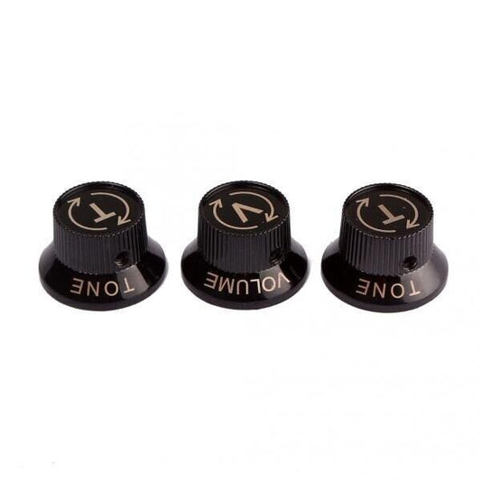 Black Metal Guitar Volume Tone Control Knobs Fit Fender Stratocaster ST