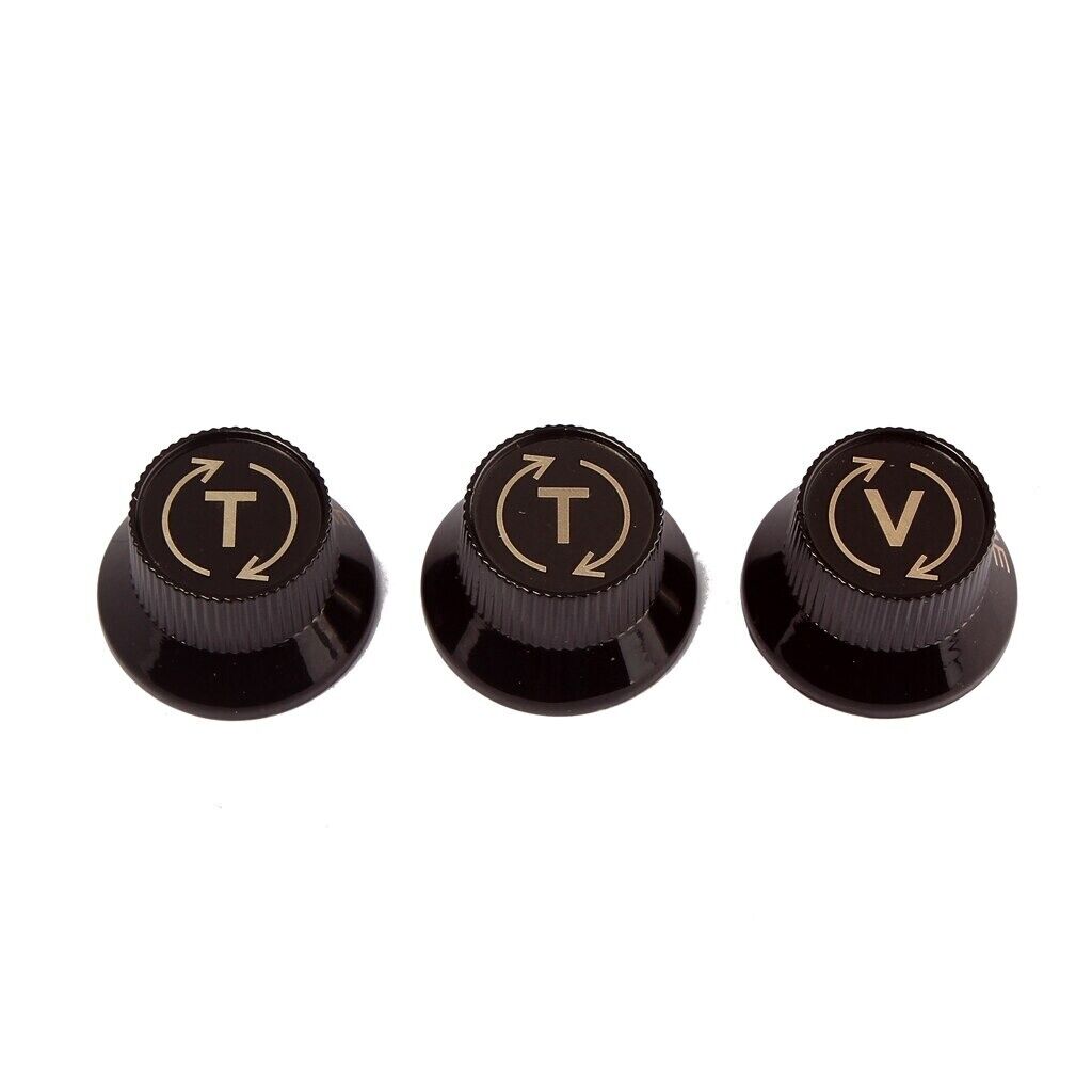 Black Metal Guitar Volume Tone Control Knobs Fit Fender Stratocaster ST