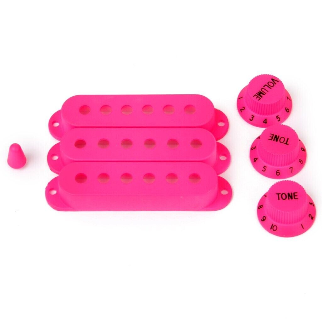 Deep Pink Guitar Control Knobs, Pickups Covers, Switch Tip Fit Fender Strat ST