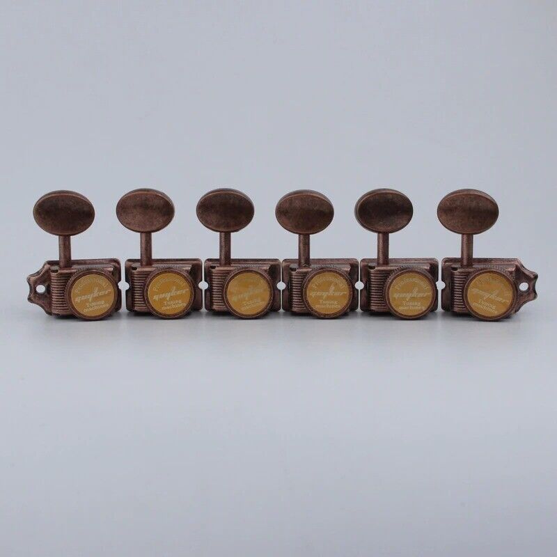 Vintage Lock Inline Guitar Bronze Machine Heads Tuners Fit Fender Strat Tele