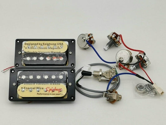 Zebra Epiphone Alnico Classic Humbucker Pickups with Wiring Fit Les Paul SG LP