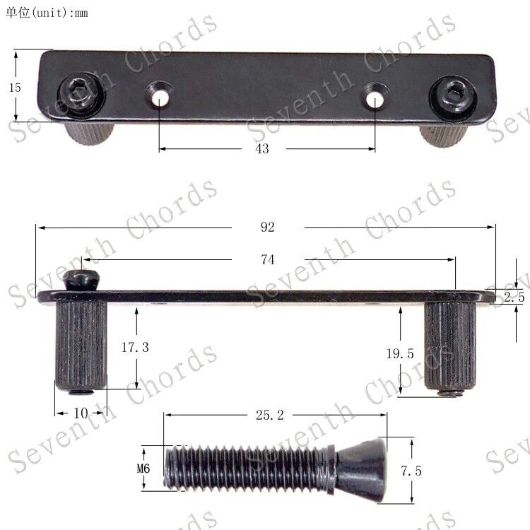 Guitar Double Locking Tremolo Bridge Bracket and Studs & Anchors Fit Floyd Rose