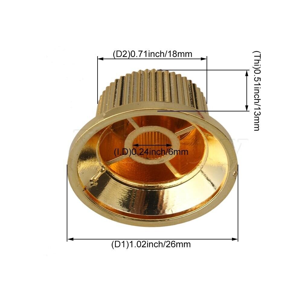 3 Pcs Gold Guitar Tone/Volume Control Knobs Set Fit Fender Stratocaster Strat