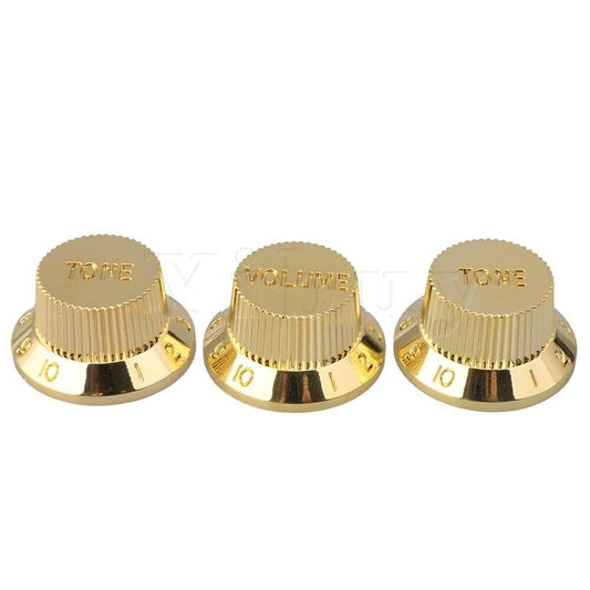 3 Pcs Gold Guitar Tone/Volume Control Knobs Set Fit Fender Stratocaster Strat