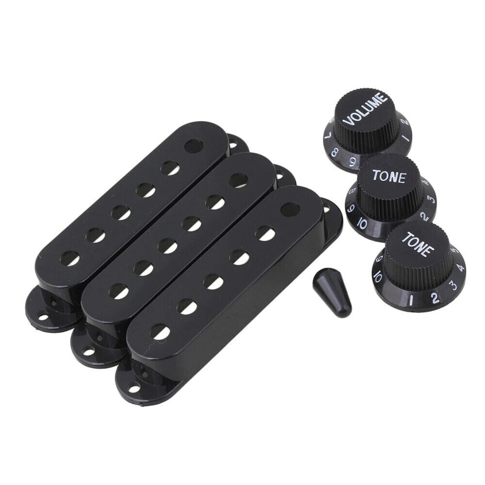 1 Set Guitar Control Knobs with Single Coil Pickup Covers Fit Stratocaster ST