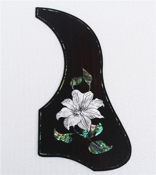 Rosewood Acoustic Guitar Pickguard with Abalone Inlay Roses