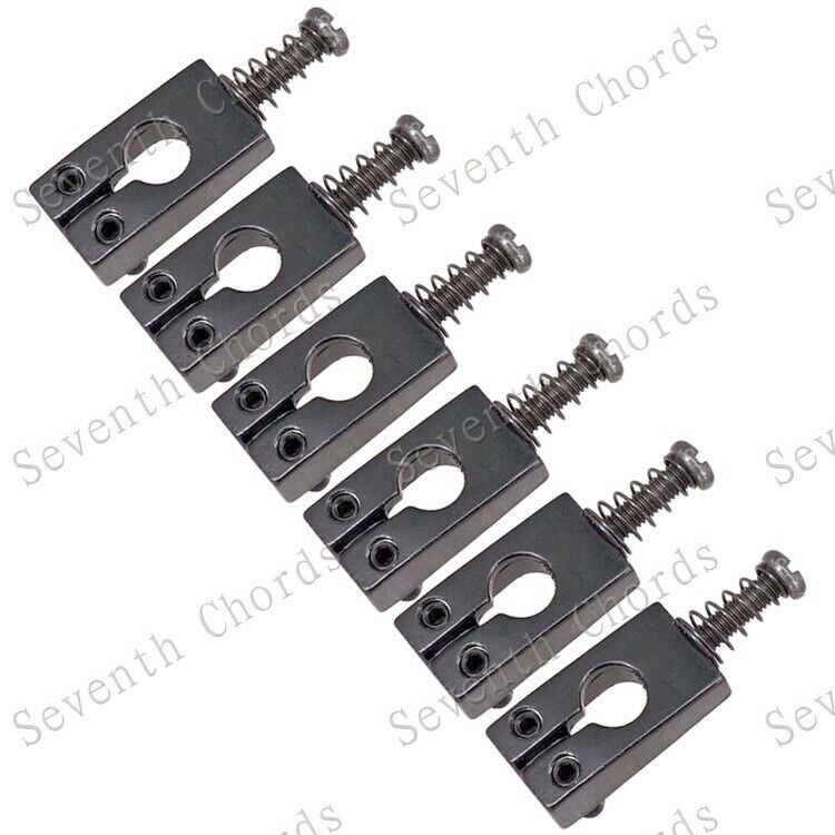 6 Pcs Guitar Black Bridge Tremolo Saddles Fit Fender,PRS,Ibanez,Washburn,Squier
