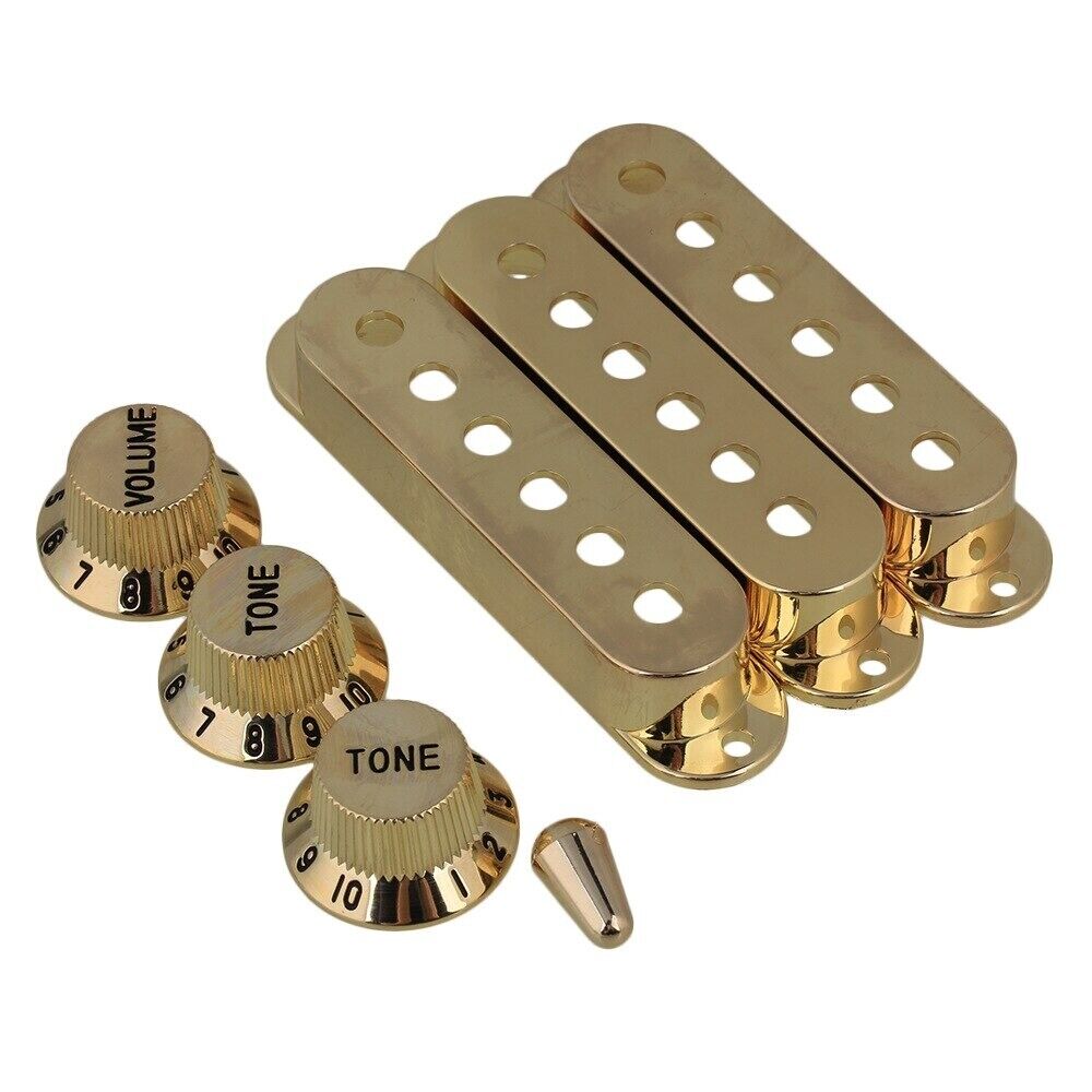1 Set Guitar Control Knobs with Single Coil Pickup Covers Fit Stratocaster ST