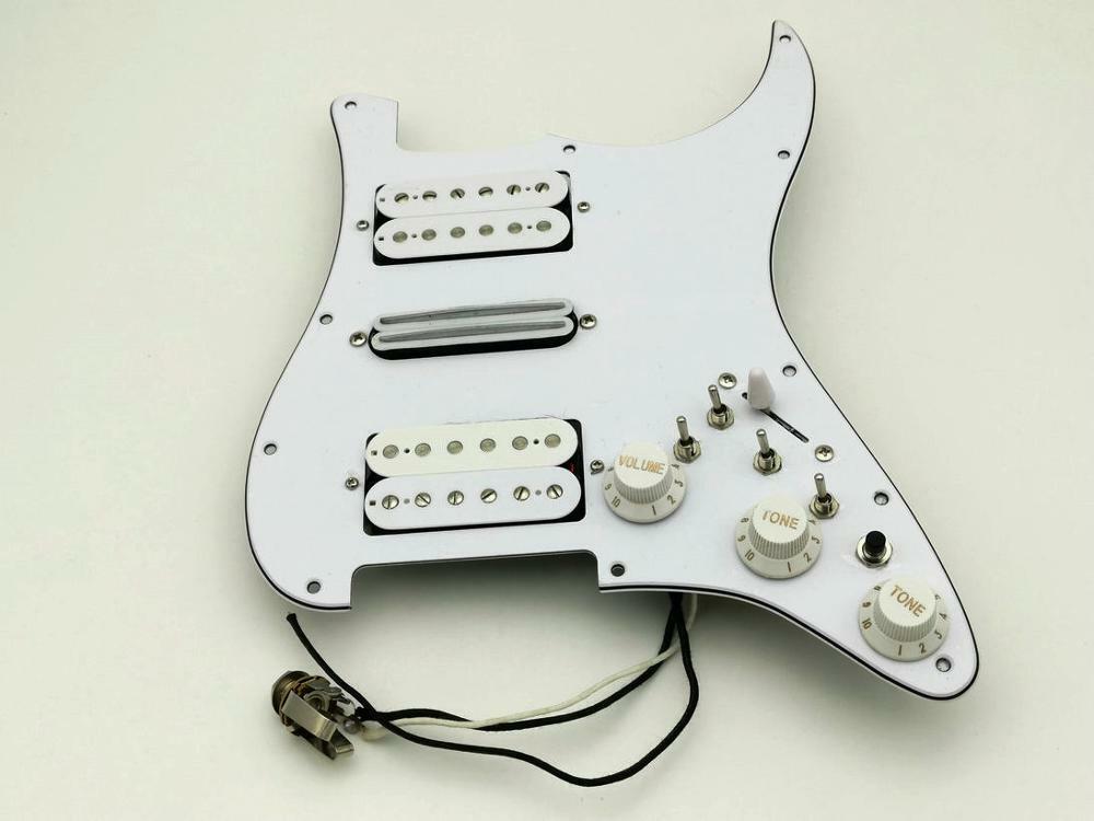 White HSH Guitar Prewired Loaded Pickguard with Multi Switches Fit Fender Strat