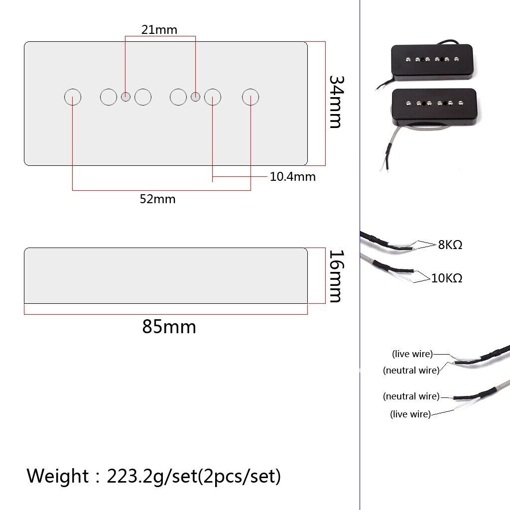 Black Guitar P90 Soapbar Pickups Set Fit Burny,Epiphone,Ibanez,PRS,Gibson,Cort