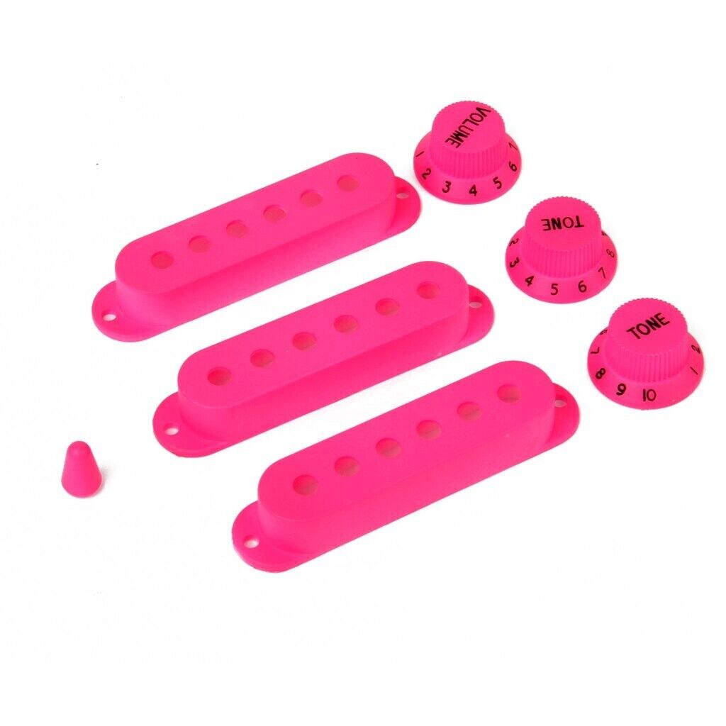 Deep Pink Guitar Control Knobs, Pickups Covers, Switch Tip Fit Fender Strat ST
