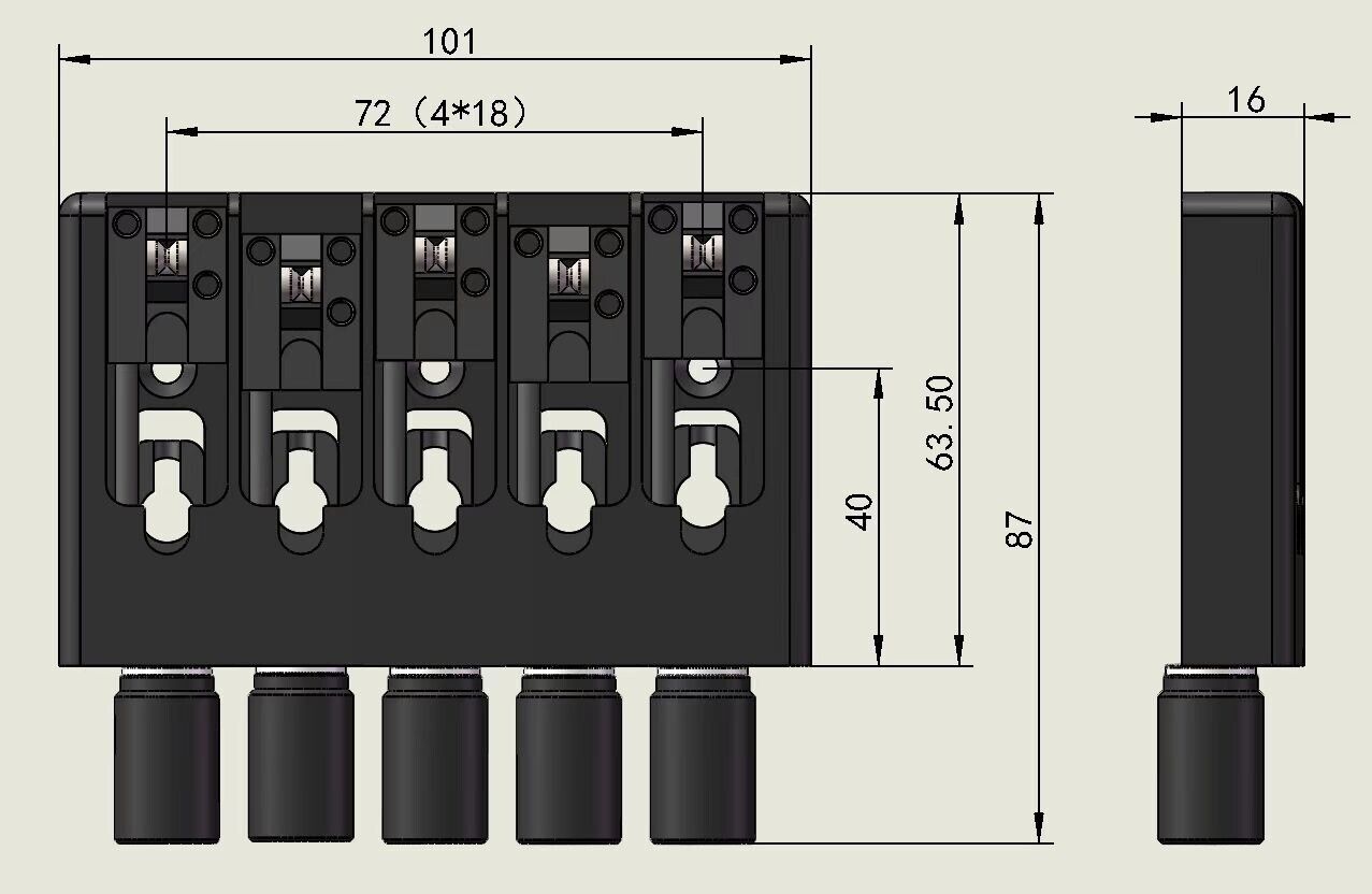 5 String Slightly Adjustable String Headless Bass Bridge