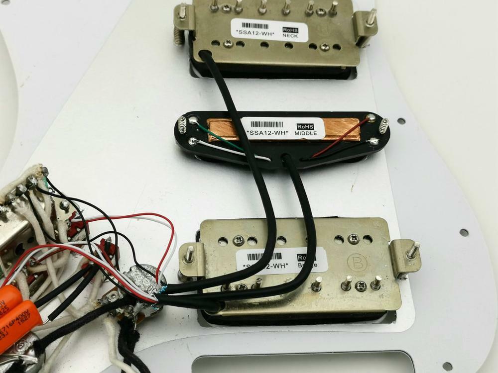 White HSH Guitar Prewired Loaded Pickguard with Multi Switches Fit Fender Strat