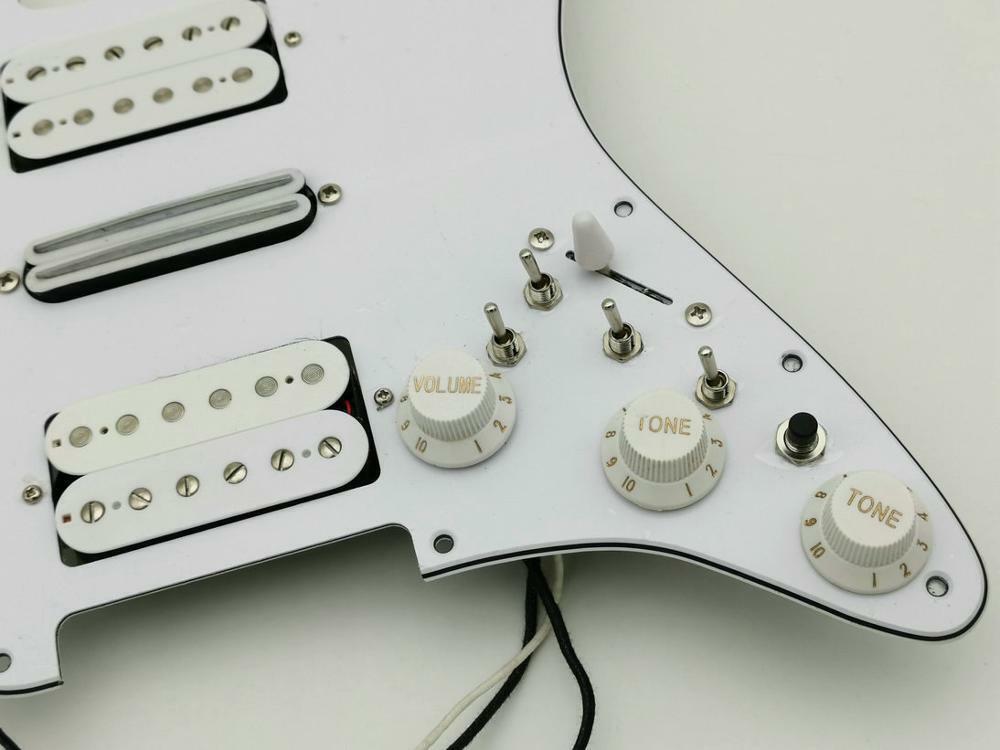 White HSH Guitar Prewired Loaded Pickguard with Multi Switches Fit Fender Strat