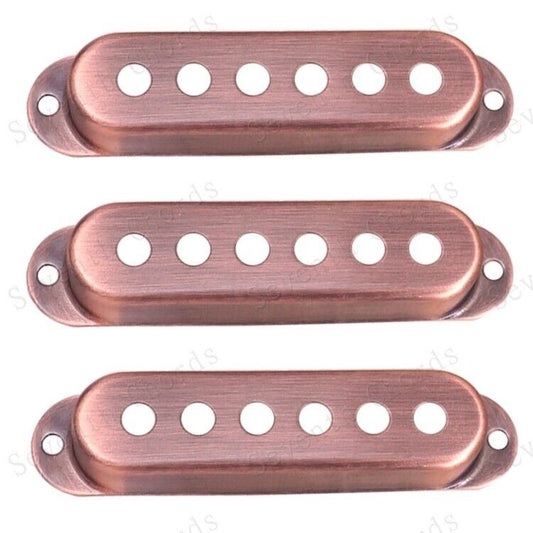 3pcs Guitar Single Coil Pickups Covers in Red Bronze Fit Fender Strat ST