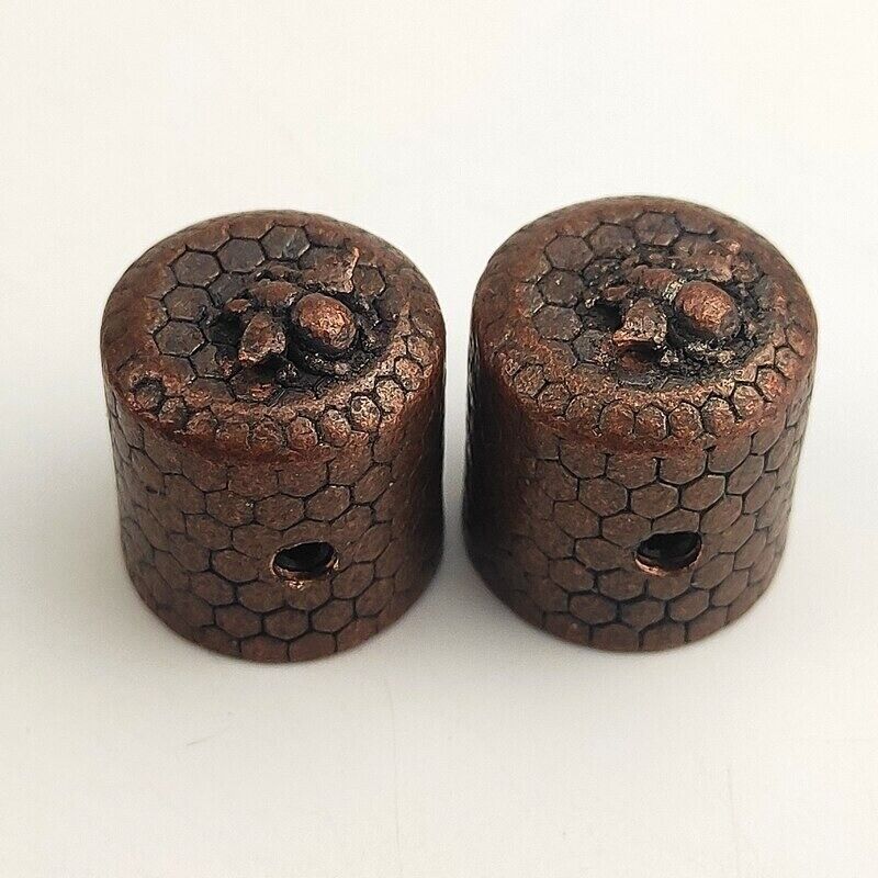 2pcs Copper Red Metal Bass Guitar Knobs Fit Fender,Schecter,Squier,Rogue,Peavey