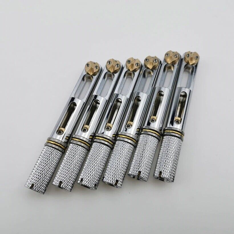 Chrome 6 String Fanned Fret Headless Guitar Brass Bridge Saddles Set