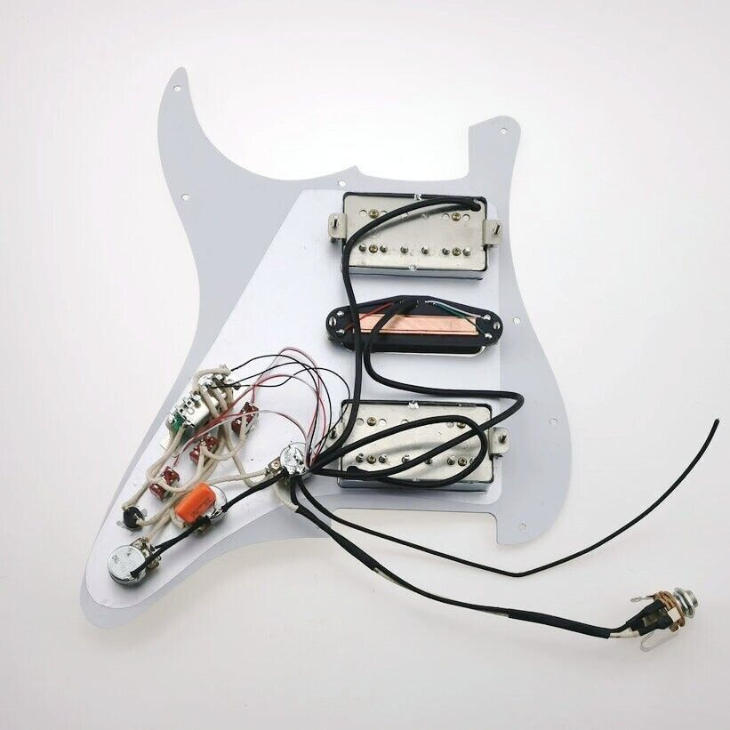 White HSH Prewired Guitar Multifunction Loaded Pickguard Fit Fender ST Strat
