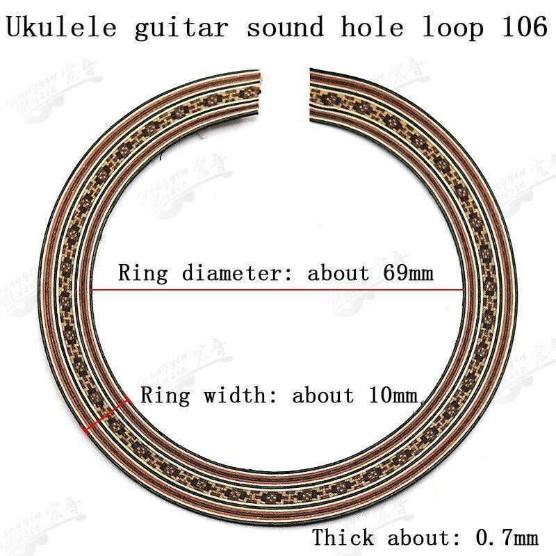 Ukulele Sound Hole Maple and Rosewood Rosettes with Abalone Inlay
