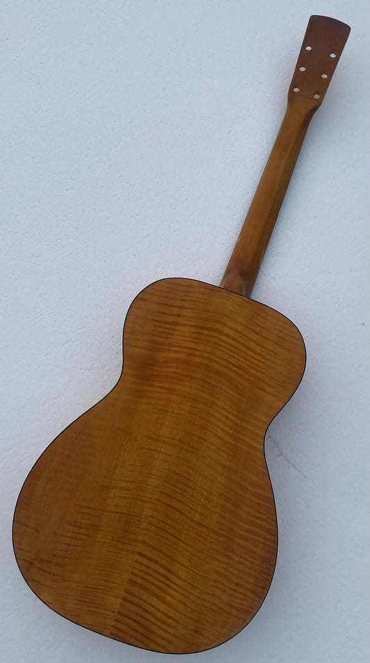 Tiger Maple Top Resonator Guitar Body with Neck, Rosewood Fingerboard