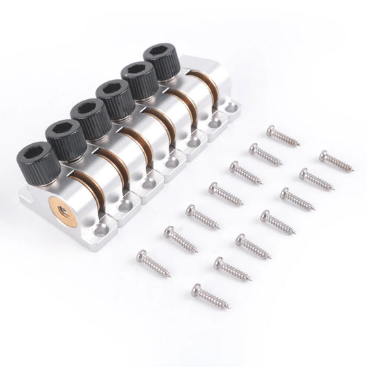 6 String Chrome Headless Guitar Bridge with Nut